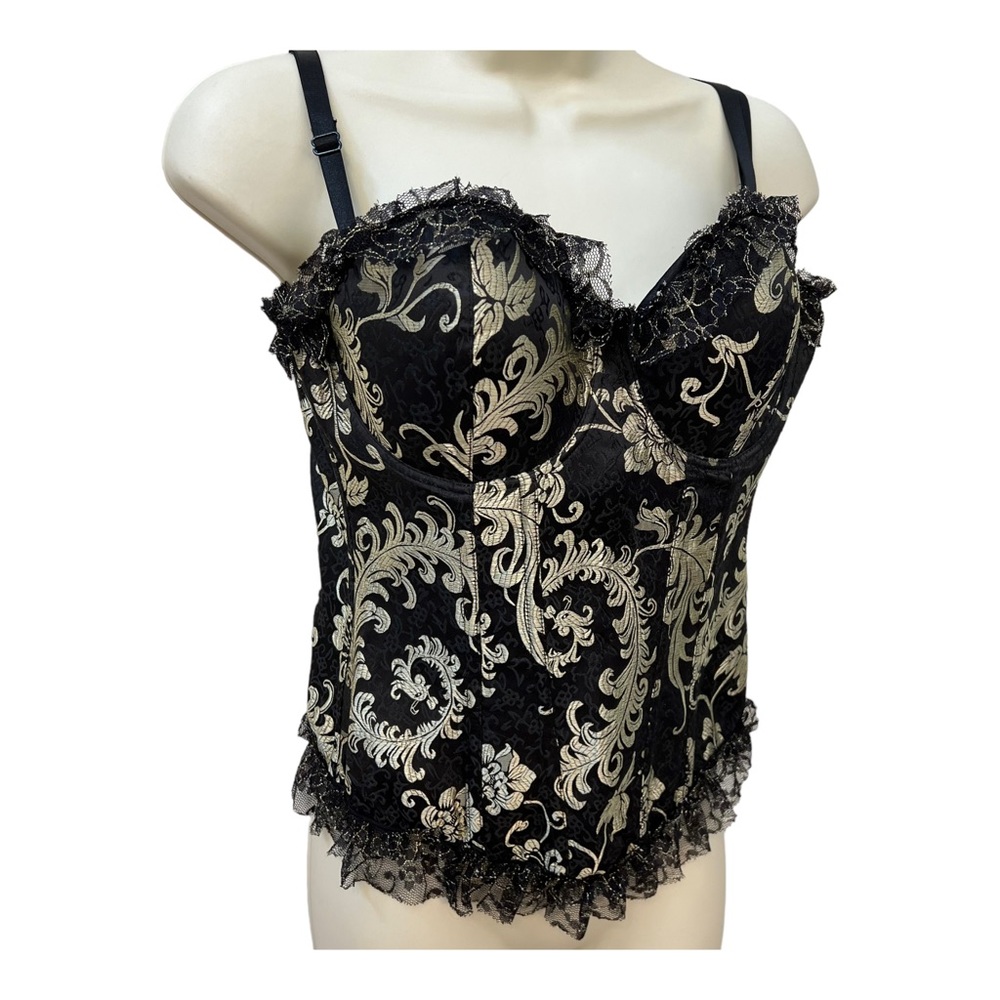 Gold and Black Jacquard Tapestry Corset Lingerie Bra Top Regencycore